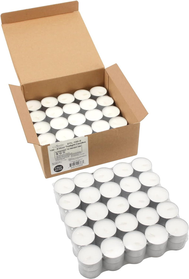 Tea Light Candles 6-7 Hour - Use for Floating Candle Centerpiece - 100 Pack