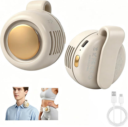 Portable Rechargeable Clip-On Bladeless Mini Fan with 3-Speed Settings, Ultra Quiet Personal Cooling Fan, Hands-Free Waist & Neck Clip Design for Travel, Office, Outdoor Activities and Daily Use