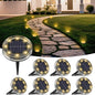 Solar-Powered Outdoor Garden Lights, 8-Pack LED Pathway and Landscape Lighting, Waterproof Mini Puck Lights for Yard, Patio, Driveway, Lawn, Warm White