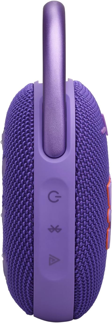 JBL Clip 5 - Ultra-Portable, Waterproof and Dustproof Bluetooth Speaker, Integrated Carabiner, Up to 12 Hours of Play, Made in Part with Recycled Materials (Purple)