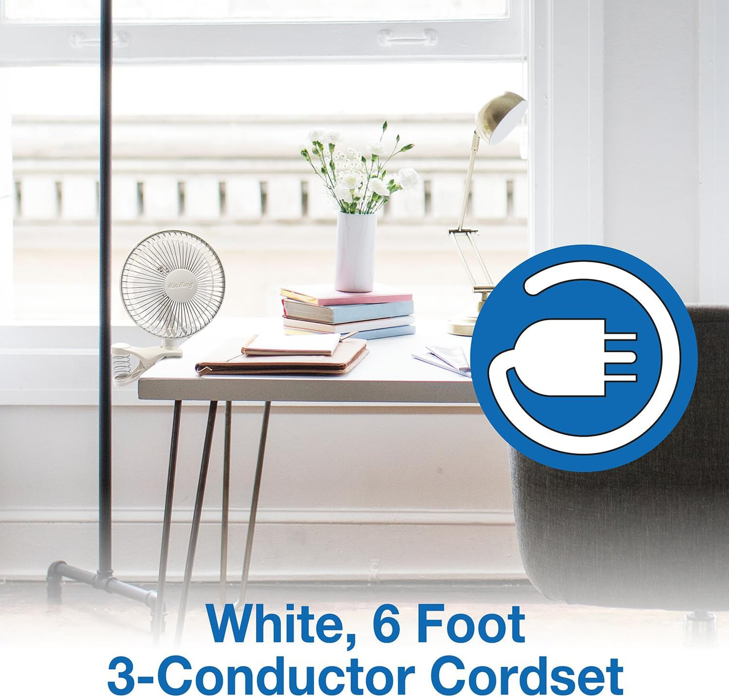 Lasko 9145 Personal Fan W/Clip- 6 Inch- White