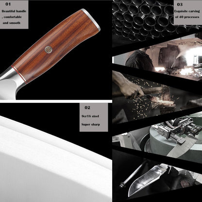 Professional Chinese Chef Knife High Carbon Fiber Stainless Steel Kitchen Knife for Super Sharp Blade (8" Chinese Chef's Knife)