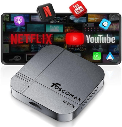 3-in-1 Wireless CarPlay & Android Auto AI Box – Streaming Adapter for Netflix, YouTube, TikTok, Dual-Band WiFi, Plug & Play for Cars with OEM Wired CarPlay/Android Auto - PuriLite
