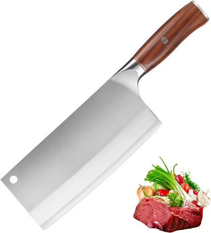 Professional Chinese Chef Knife High Carbon Fiber Stainless Steel Kitchen Knife for Super Sharp Blade (8" Chinese Chef's Knife)