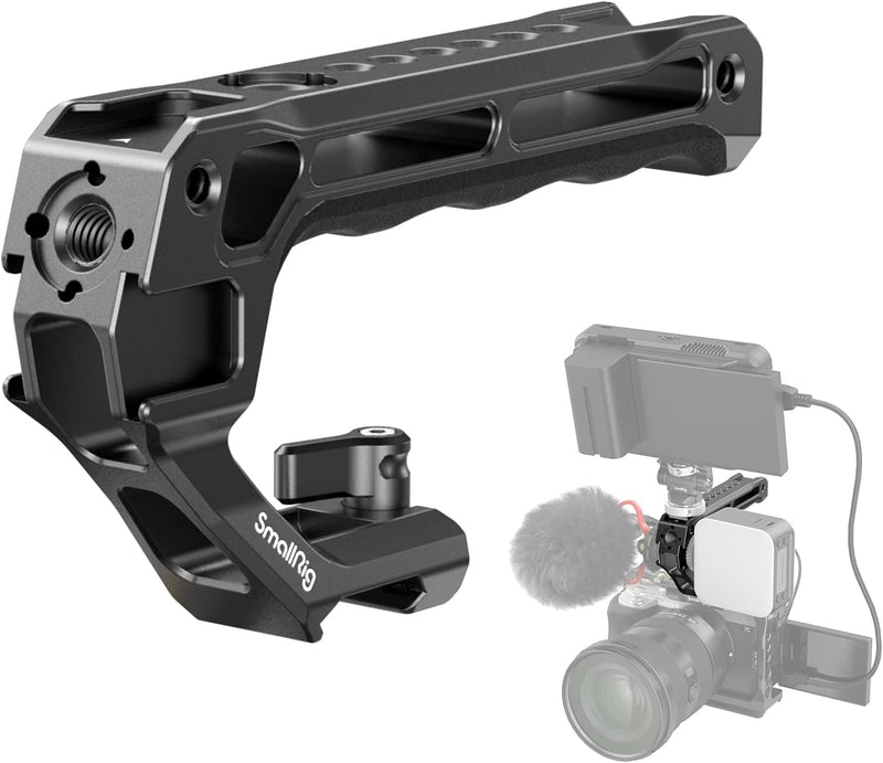 SMALLRIG NATO Top Handle, Grip with Quick Release NATO Clamp for Camera Cage, Universal Video Rig with 5 Cold Shoe Adapters to Mount DSLR Camera with Microphone/LED Light/Monitor (Lite) - 3766