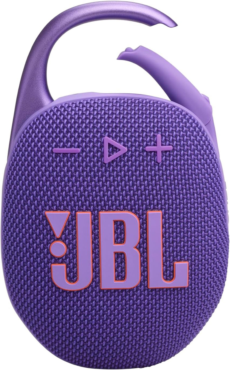 JBL Clip 5 - Ultra-Portable, Waterproof and Dustproof Bluetooth Speaker, Integrated Carabiner, Up to 12 Hours of Play, Made in Part with Recycled Materials (Purple)