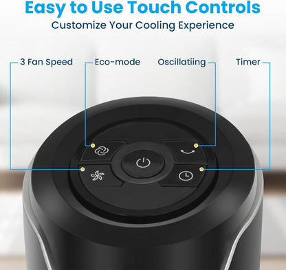 Senville 42" Oscillating Tower Fan for Bedroom, Remote, Bladeless, Quiet, 3 Modes, 7-Hour Timer, LED Display, Black