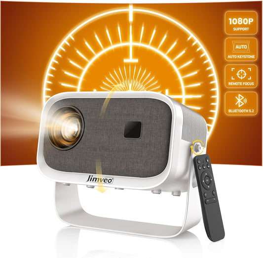 Mini Projector 1080P HD with 3s Remote Focus & 360° Rotation Stand - WiFi 6 & Bluetooth 5.2, Auto Keystone, Perfect for Travel & Home Theater, Compatible with Phone/PC/TV Stick/USB/HDMI