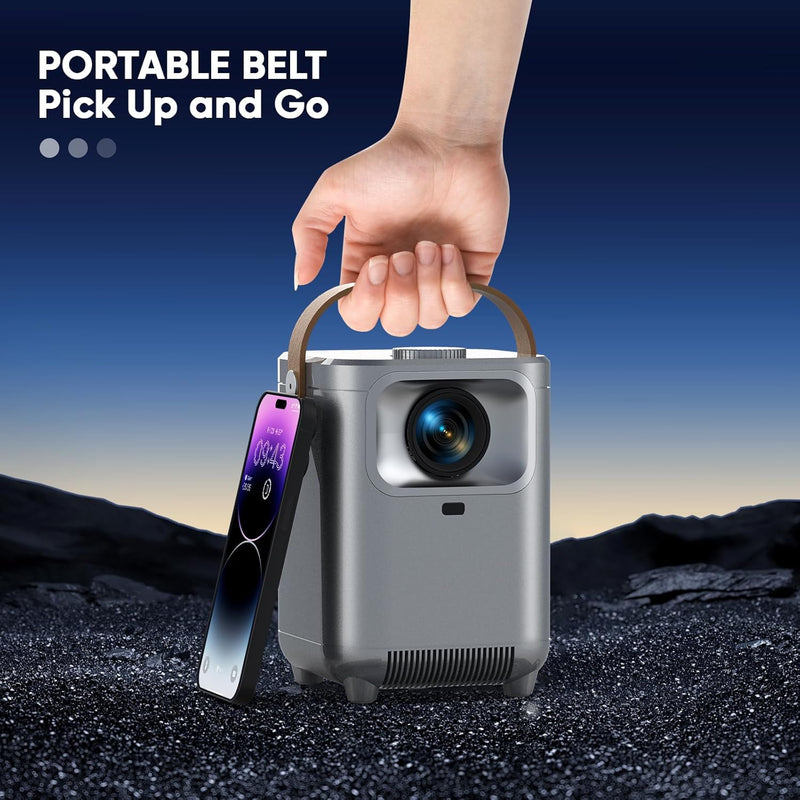 【Electric Focus】 Mini Projector with WiFi 6 and Bluetooth 5.3, 1080P Portable Projecteur, Outdoor Movie Projector with【Auto Keystone】, Home Theater Projector Compatible with iOS/Android/TV Stick/HDMI