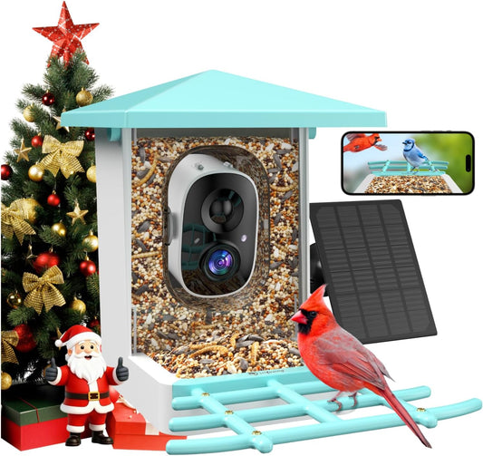 isYoung Smart Bird Feeder with Camera – AI Identifies 16,000+ Bird Species, 2K HD, Solar Powered, Motion Detection, Wide-Angle View