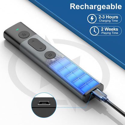 Wireless Presentation Clicker Pointer Rechargeable, 2.4GHz Presenter Remote PPT Clicker, Clicker for Powerpoint Slide Advancer for Mac, Computer, Laptop