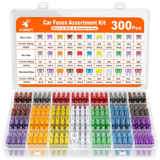300Pcs Car Fuses Assortment Kit,160 Mini Blade Fuses Automotive + 90 Standard Auto Fuses + 50 Micro Fuse + Fuse Puller – for Car/RV/Truck/Motorcycle(2Amp 3A 5A 7.5A 10A 15A 20A 25A 30A 35A 40A)