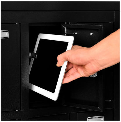 Global Industrial™ 3-Tier 12 Door Locker w/ Key Lock, 28-1/2"Wx11-1/4"Dx38"H, Black, Assembled