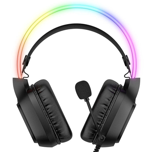 Onikuma X22-BK - RGB Gaming Headset with Microphone, 3.5mm/USB for PC/PS4/Xbox - PuriLite
