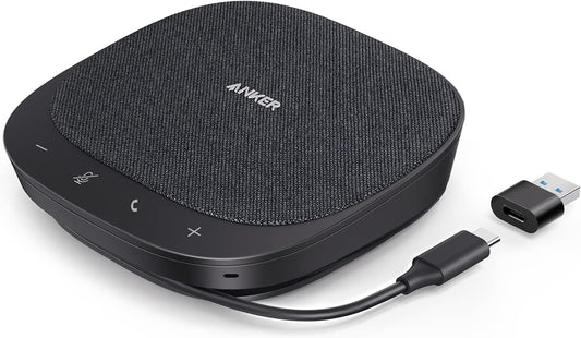 Anker PowerConf S330 USB Speaker, Conference Speaker for Home Office, Smart Voice Filter, Plug & Play, 4 Microphones for 360° Room Coverage, Clear Sound Profile