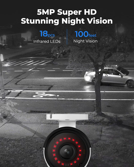 REOLINK 8CH 5MP PoE Home Security Camera System, 4pcs Wired 5MP Outdoor PoE IP Cameras with Person Vehicle Detection, 4K 8CH NVR with 2TB HDD for 24-7 Recording, RLK8-410B4-5MP - PuriLite