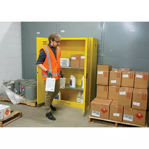 Flammable Storage Cabinet, 45 gal., 2 Door, 43" W x 65" H x 18" D