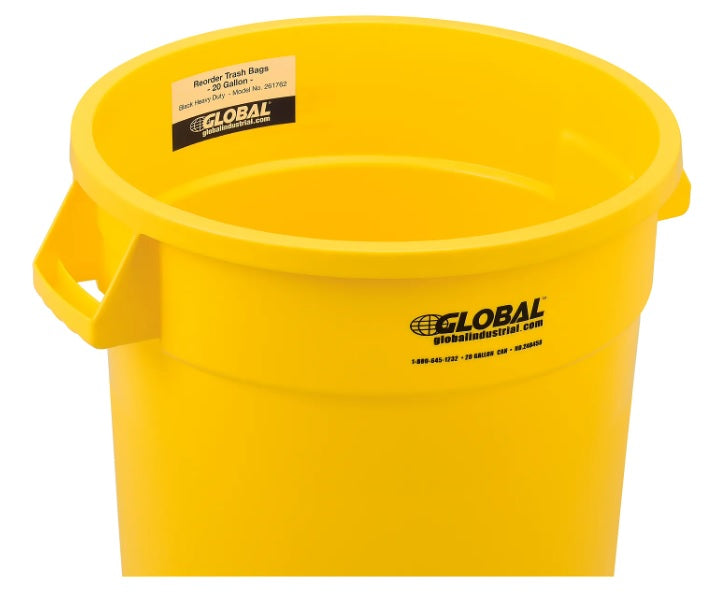 Global Industrial™ Plastic Trash Can - 20 Gallon Yellow