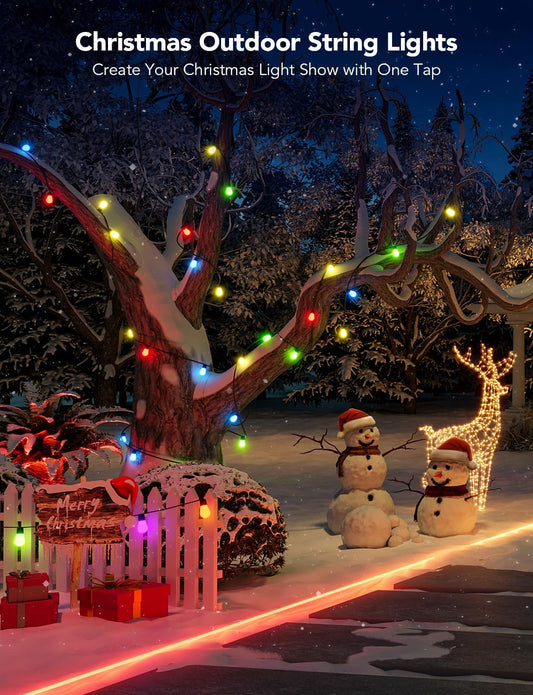 Govee Smart Outdoor String Lights, RGBIC Warm White 48ft LED Bulbs for Christmas Decorations, WiFi Patio Lights Work with Alexa, APP Control, IP65 Waterproof, Dimmable for Balcony, Backyard