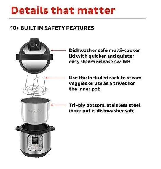 Instant Pot Duo Mini 3 - Quart Multi-Use Pressure Cooker V5 (110-0043-01) - PuriLite
