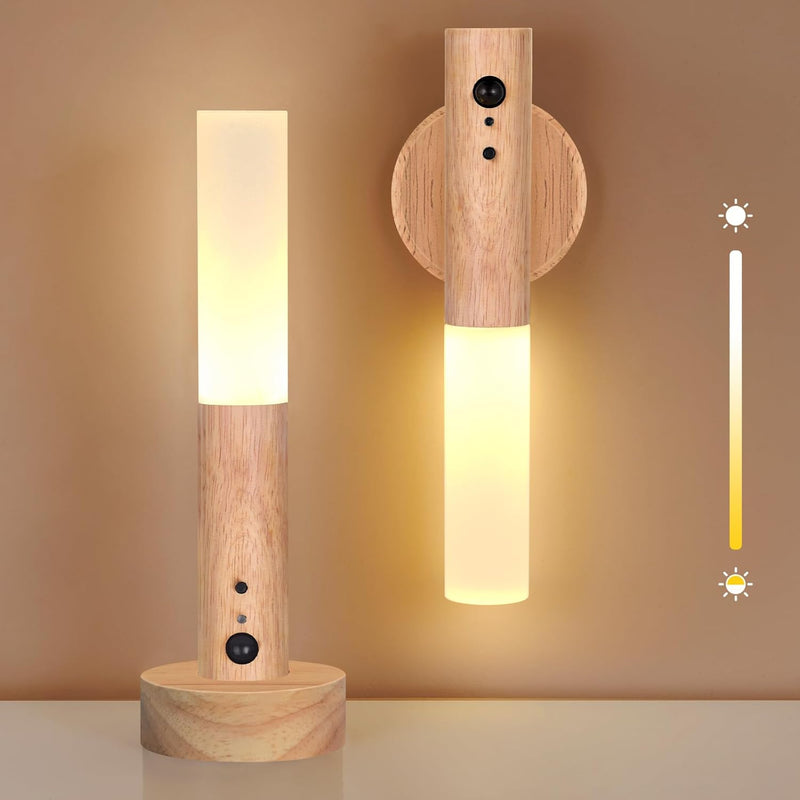 Motion Sensor Night Light, 2PCS Wall Sconce Motion Sensor Wall Lights with 3 Lighting Modes Dimmable Brightness Light for Home Smart Motion Battery Stick Night Lights
