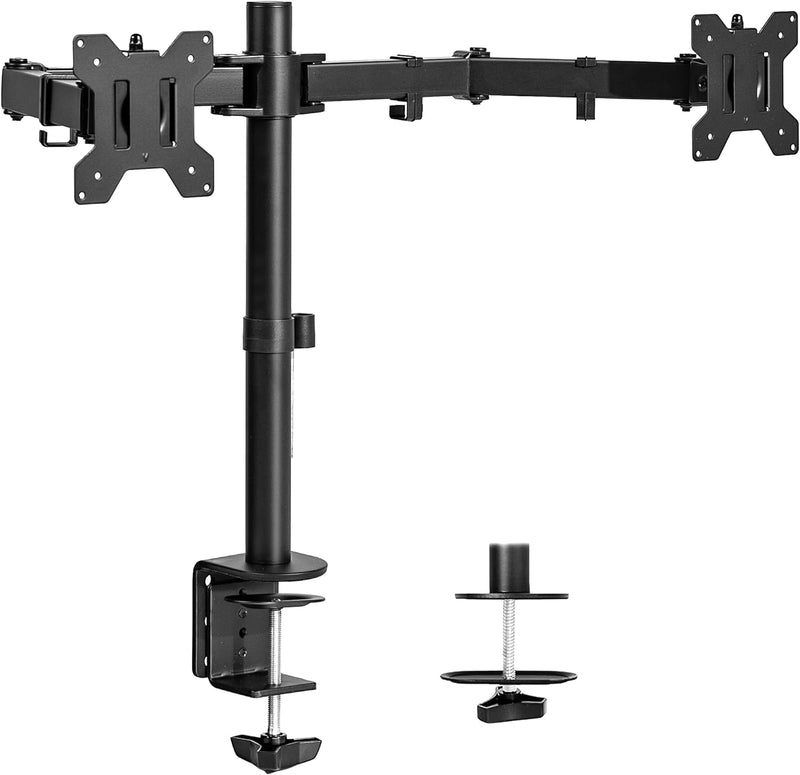 VIVO Dual Monitor Desk Mount, Heavy Duty Fully Adjustable Stand, Fits 2 LCD LED Screens up to 30 inches, Black, STAND-V002