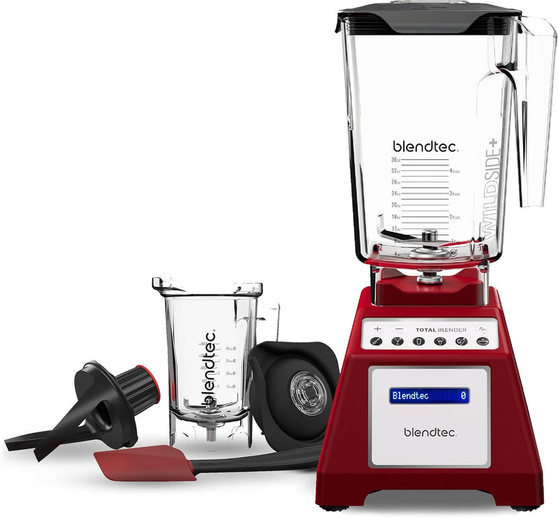 Blendtec Total Classic Original Blender, 90 oz WildSide+ Jar, 24 oz Twister Jar, and Spectacula Spatula - Red