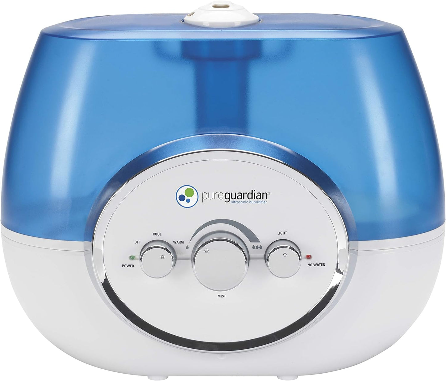 PureGuardian H1510 Ultrasonic Warm and Cool Mist Humidifier for Bedrooms, Quiet, Filter-Free, 11L Output Up to 100 Hour Run Time, 1.5 Gallon Treated Tank Reduces Mold, Pure Guardian Room Humidifier, White and Blue, 1 pack