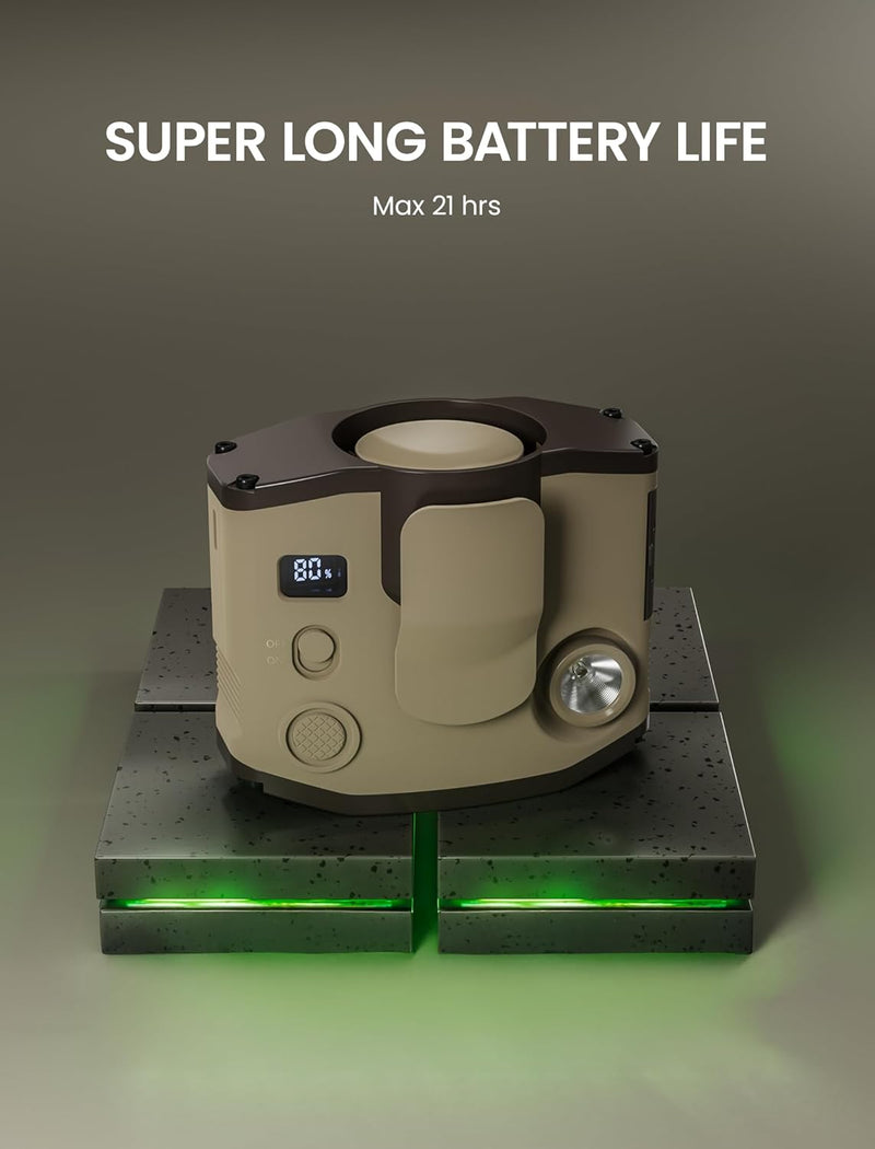 Portable Waist Clip Fan with LED Display - 10000 mAh Battery, 3 Speed Personal Wearable Fan with Dual Clips & Lanyard, Small Necklace Fan