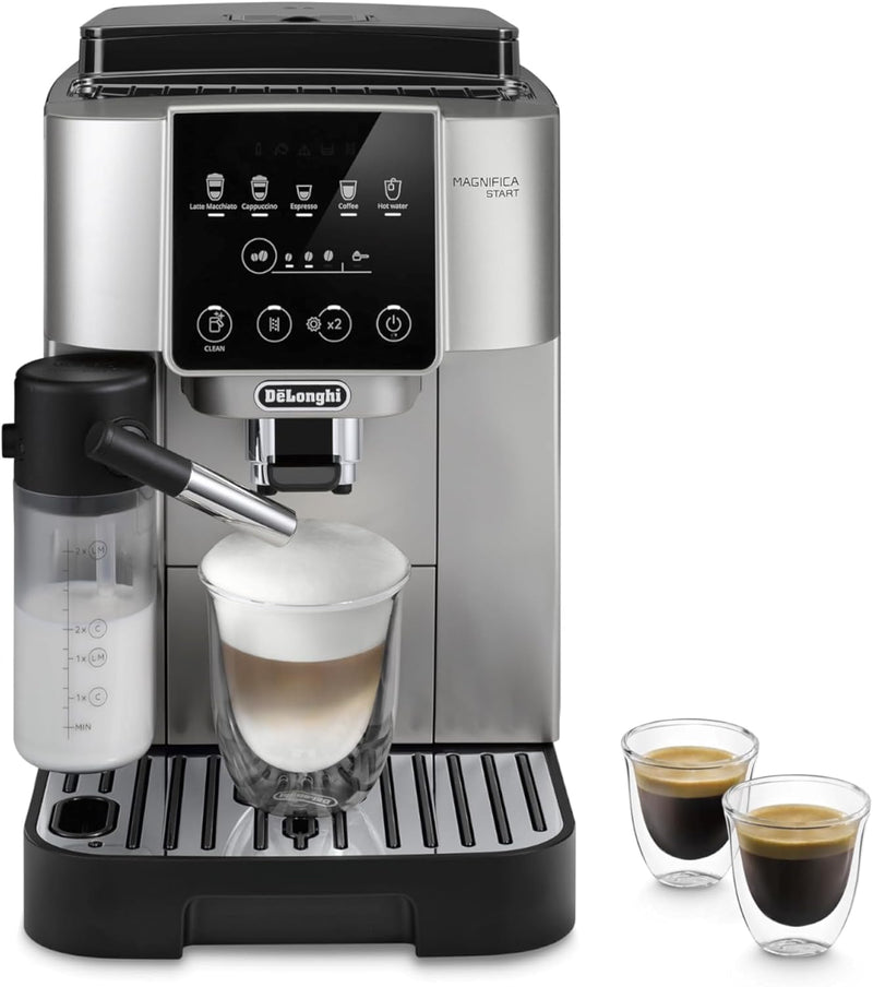 De'Longhi Magnifica Start Espresso & Coffee Machine with Automatic Milk Frother, One Touch Latte, Cappuccino, Built-in Grinder, Silver, ECAM22080SB