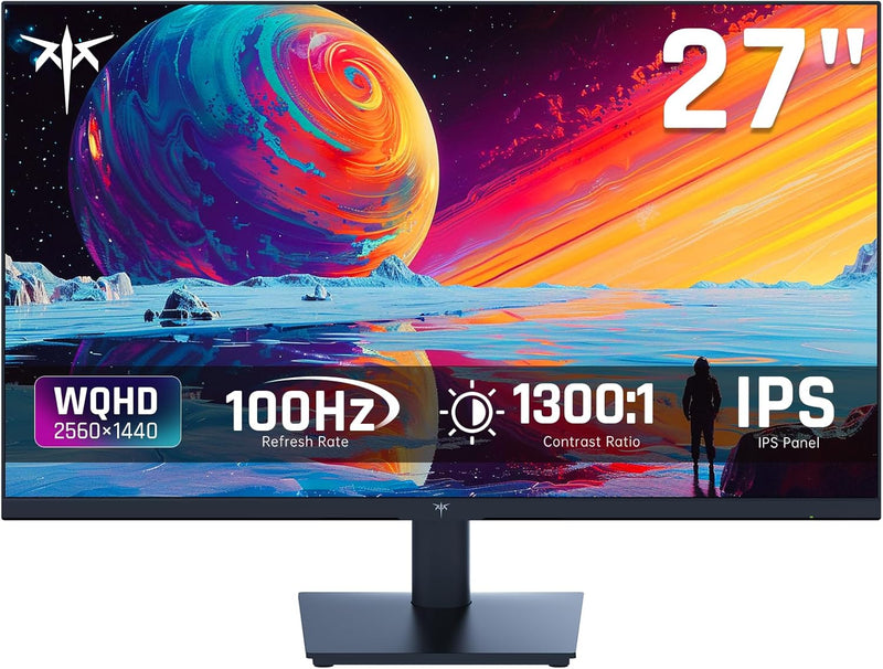 KTC 27 Inch QHD(2560 * 1440P) 100Hz Computer Monitor - IPS Panel, Anti-Blue Light Screen, 100% High Color Gamut, 123% sRGB, Support FreeSyncGSyncHDR, PC Monitor for Casual Gaming and Working