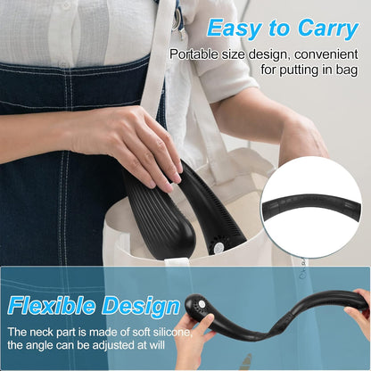 Portable Bladeless Neck Fan - Hands-Free Wearable Personal Fan with 3000mAh Battery, 3 Adjustable Speeds, USB Rechargeable for Men and Women (Black)