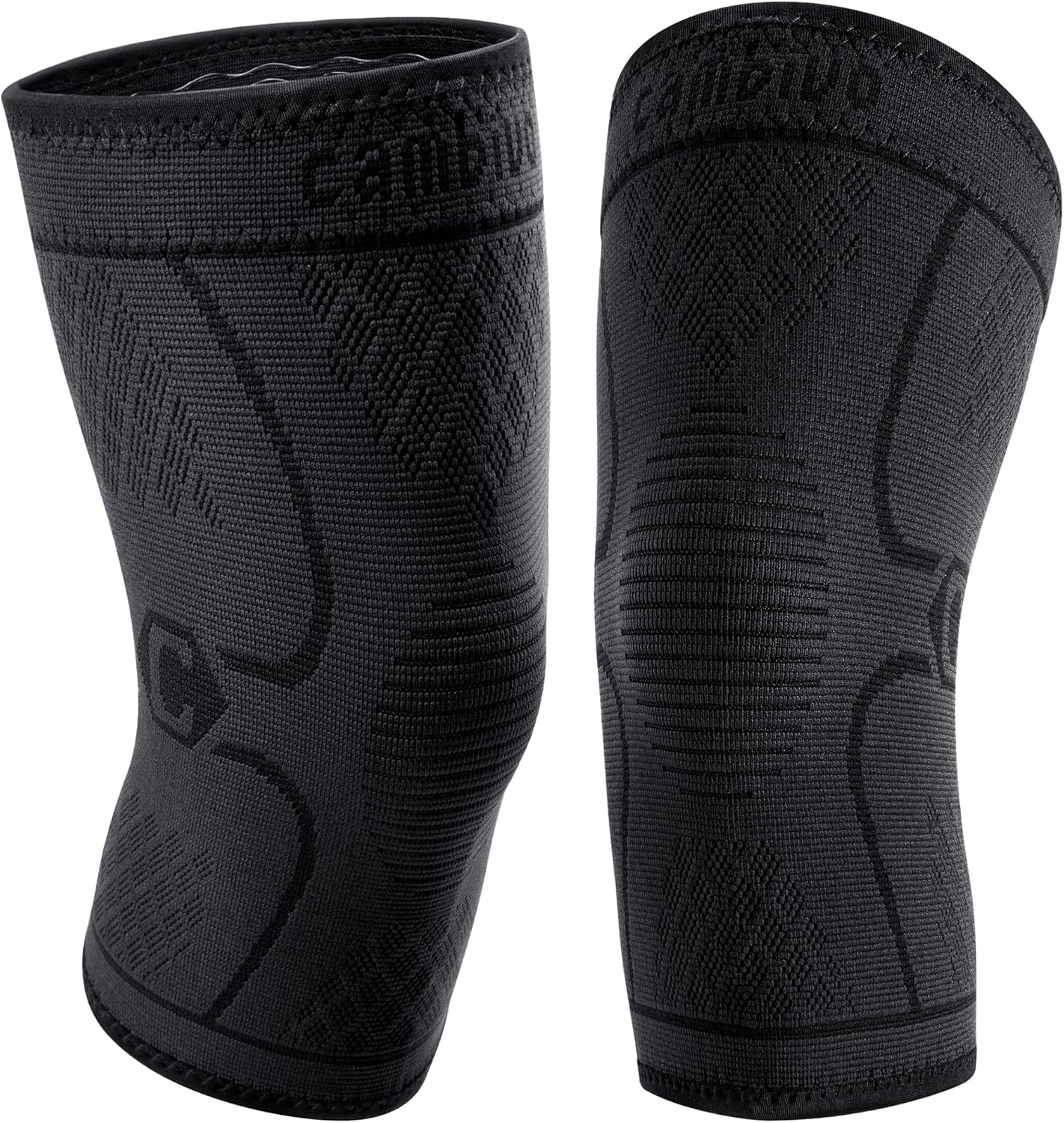 CAMBIVO Knee Brace Support(2 Pack), Knee Compression Sleeve for Running, Hiking, Basketball, Arthritis, Meniscus Tear, Knee Pain Relief and Injury Recovery