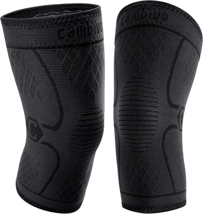 CAMBIVO Knee Brace Support(2 Pack), Knee Compression Sleeve for Running, Hiking, Basketball, Arthritis, Meniscus Tear, Knee Pain Relief and Injury Recovery