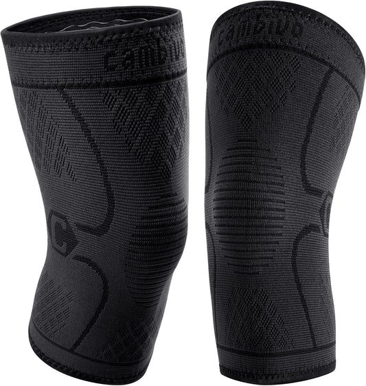 CAMBIVO Knee Brace Support(2 Pack), Knee Compression Sleeve for Running, Hiking, Basketball, Arthritis, Meniscus Tear, Knee Pain Relief and Injury Recovery