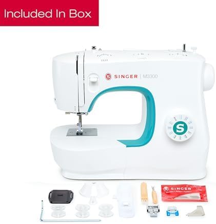 SINGER M3300 Lightweight & Portable Sewing Machine With 97 Stitch Applications, LED Light & 1-step Buttonhole | Used for Mending and Sewing