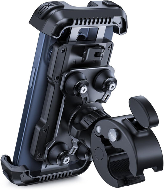 Lamicall Motorcycle Phone Mount Holder - [Dual Vibration Dampener] Anti Shake Motorcycle Cell Phone Mount with Upgraded Handlebar Clamp, Bike Phone Mount for iPhone 13 14 15 Pro Max, 4.7-6.7" Phones
