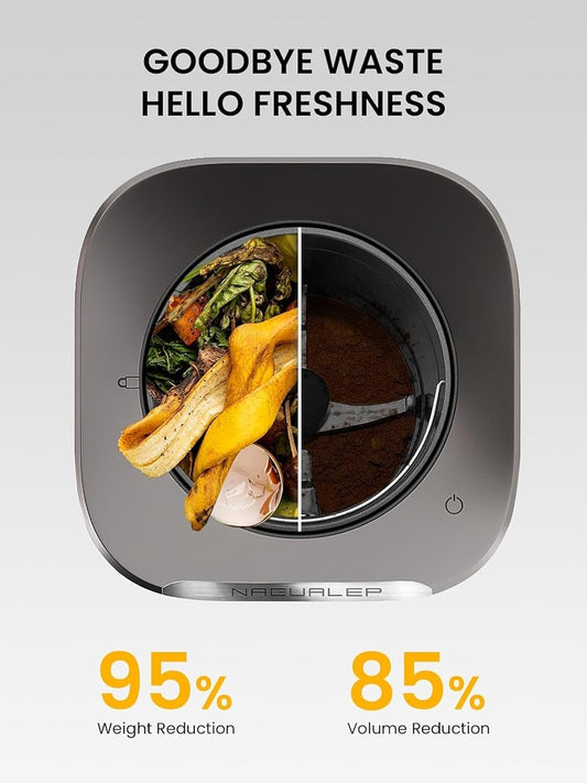 Smart Electric Composter for Kitchen, Counter 2.5L Mill Composter Kitchen Bin, Odorless/Low Noise/Auto-Stop, Disposer Turn Food Waste into Fertilizer - PuriLite