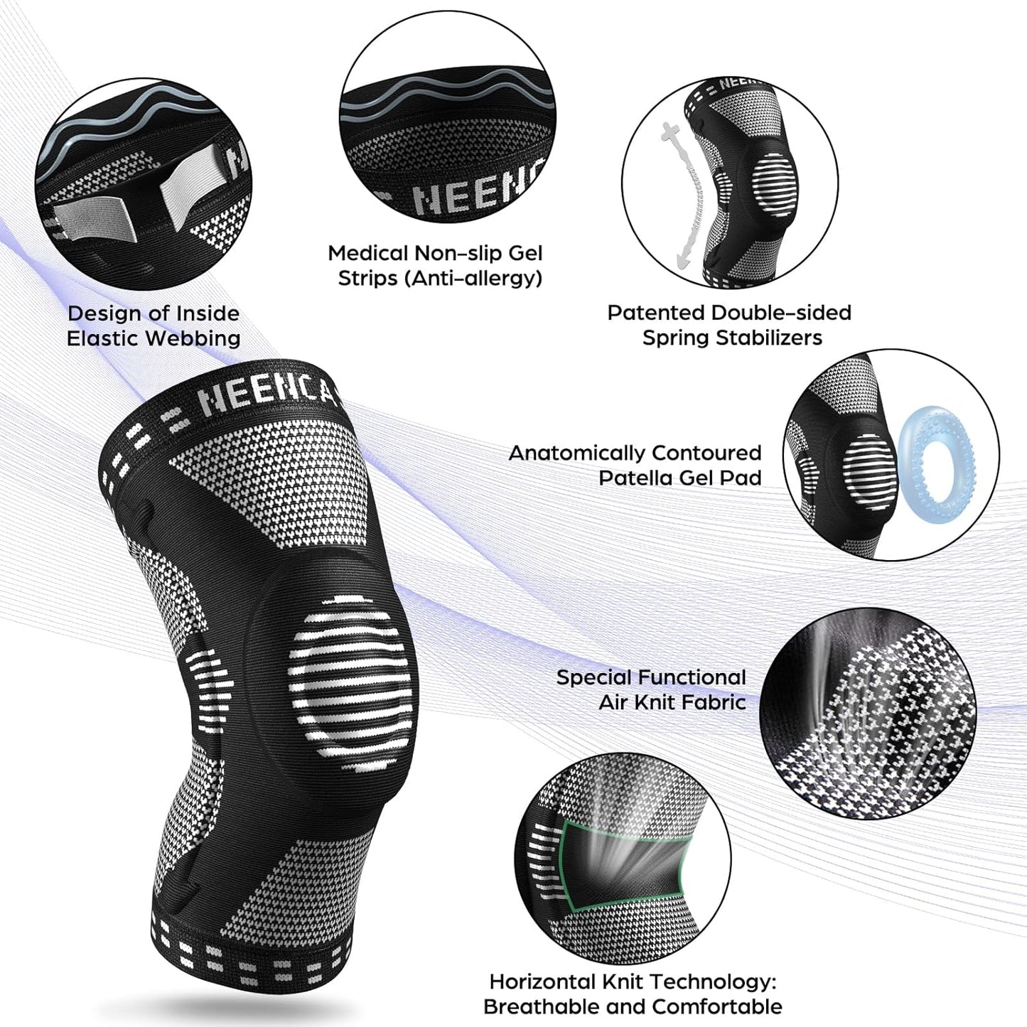 Professional Knee Brace for Pain Relief, Medical Knee Support with Patella Pad & Side Stabilizers, Compression Knee Sleeve for Meniscus Tear, ACL, Joint Pain, Runner, Workout - FSA/HSA Eligible