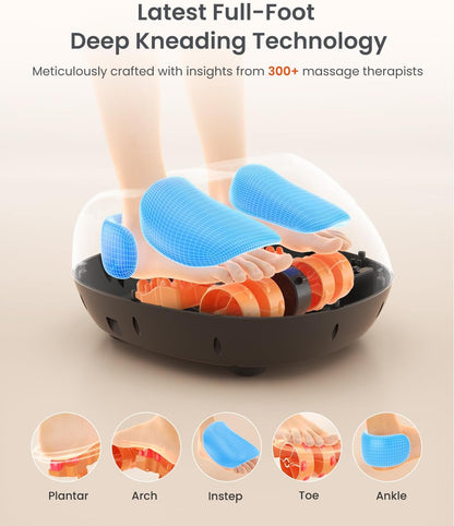 RENPHO Foot Massager for Circulation, Shiatsu Foot Massager for Plantar Fasciitis, Exclusive Deep Kneading Foot Massage, Birthday and Christmas Gifts for Women Men Mom Dad, Fits Up to Size 13, Black - PuriLite
