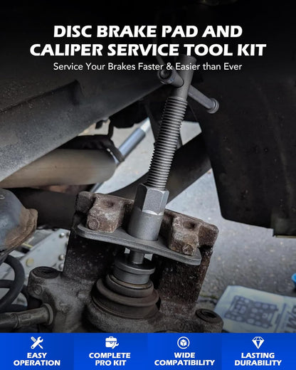 24pcs Heavy Duty Disc Brake Piston Caliper Compressor Rewind Tool Set and Wind Back Tool Kit for Brake Pad Replacement Reset, Fits Most American, European, Japanese Autos