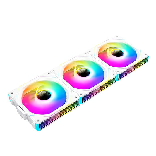 ICOLER JM-V1 120 Reverse Fan ，Infinity Mirror Module Daisy Chain 5V ARGB Fan, Triple Pack ，Suitable for Computer Case and 360mm AIO Cooler（White）