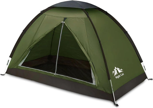 Night Cat Backpacking Tent for One 1 to 2 Persons Lightweight Waterproof Camping Hiking Tent for Adults Kids Scouts Easy Setup Single Layer