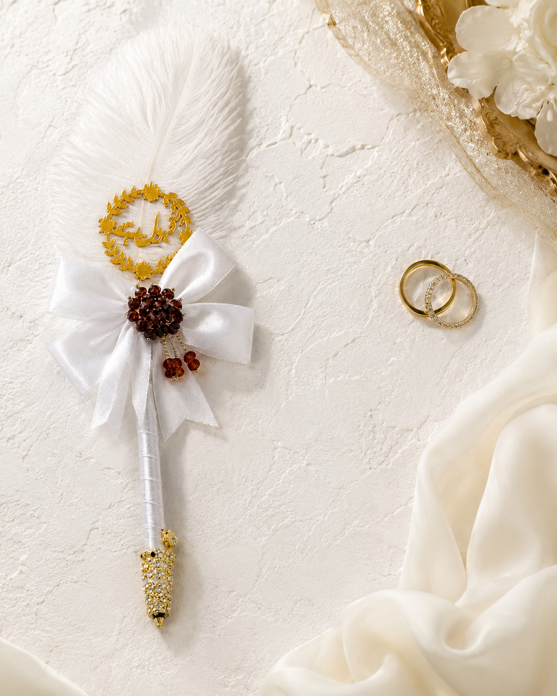 Large Luxury Handmade Nikah Signing Pen | Peacock Feather Wedding Keepsake Bridal Gift