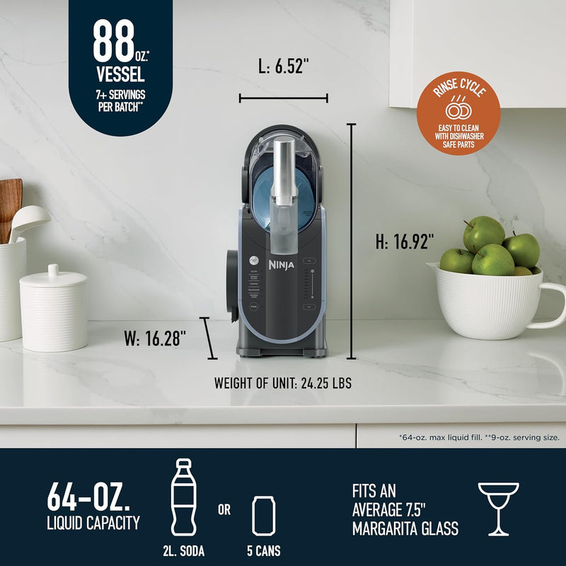Ninja SLUSHi Professional Frozen Drink & Ice Machine with RapidChill Technology, Grill & Slushie Maker, 5 Preset Programs for Frozen Margaritas, Frappés, and More, Grey, FS301C (Canadian Version)