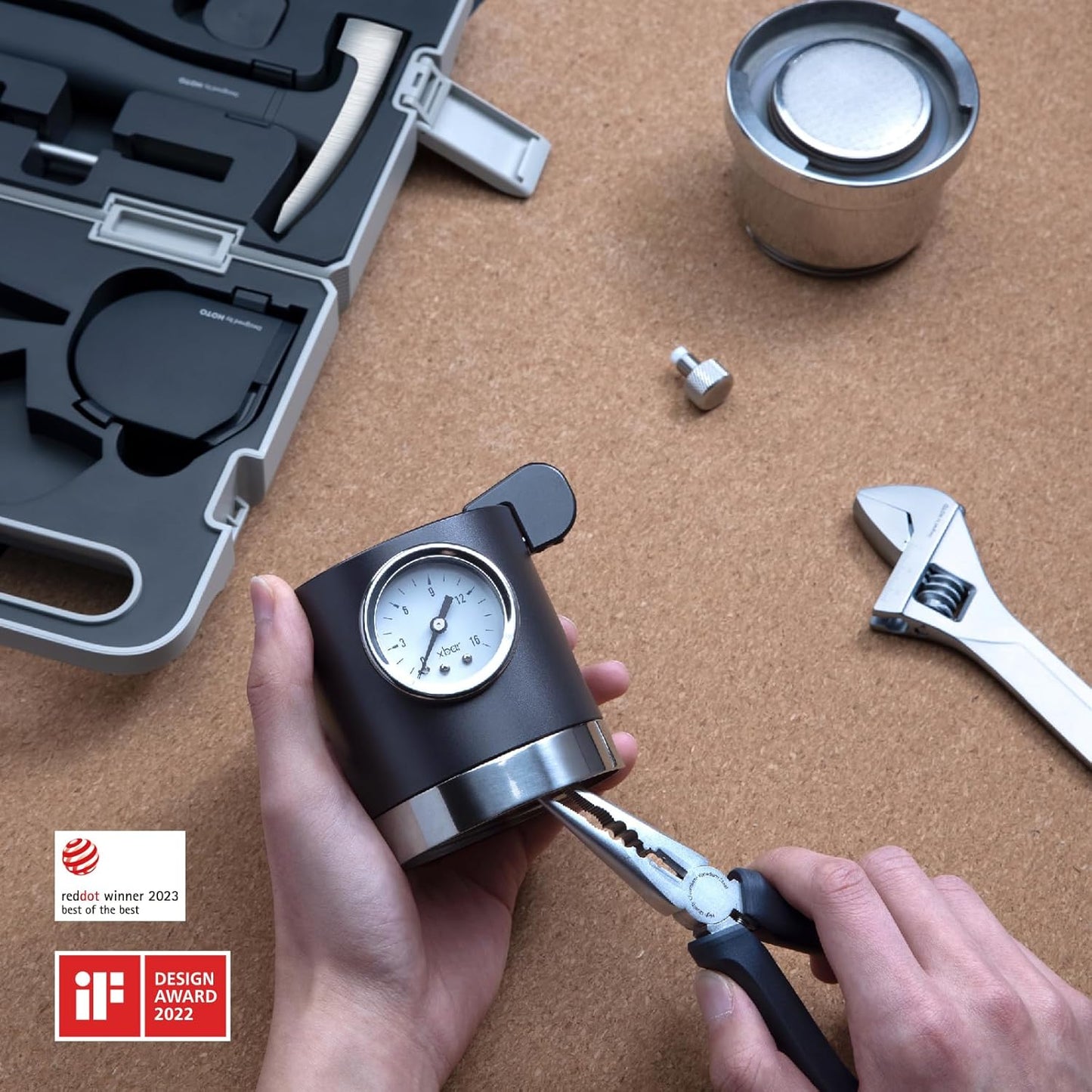 HOTO Manual Screwdriver Tool Kit, Hand Screwdriver Tool Kit, Includes Screwdriver/10 S2-Steel Bits/Spanner/Hammer/Plier/Tape Measure, Hidden Buckle Design
