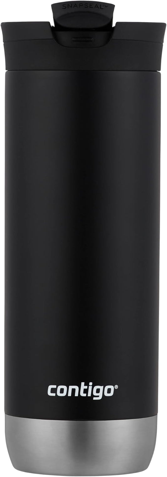 Contigo Huron 2.0 Stainless Steel Travel Mug with Leak-Proof SnapSeal Lid, Vacuum-Insulated Tumbler for Coffee and Tea, Licorice, 16 oz (473 mL) - PuriLite