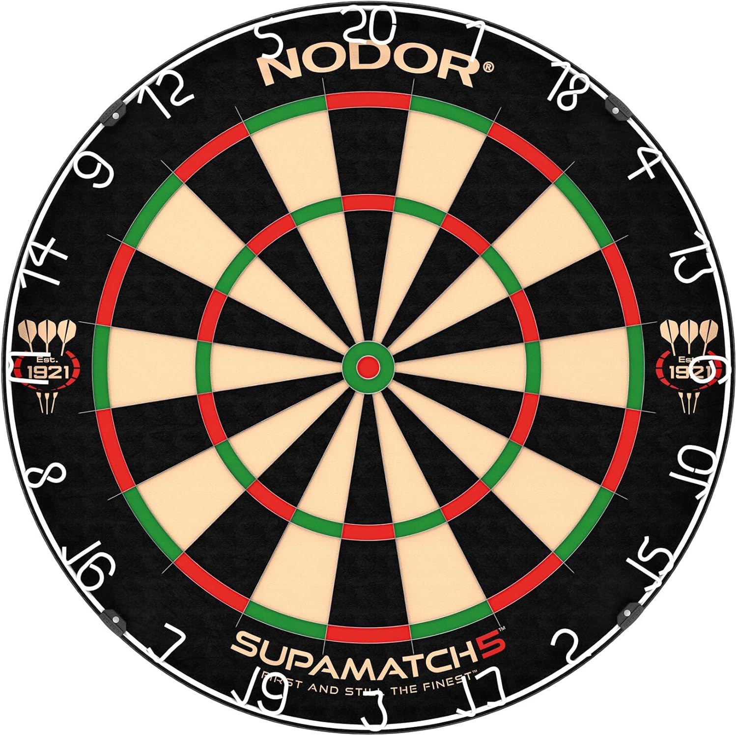 Nodor Supamatch 5 Dartboard – Professional Bristle Dartboard with Ultra-High Tensile Wiring, Supa-Lock Mounting System - PuriLite