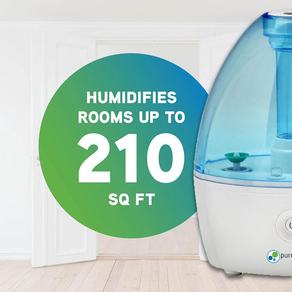 PureGuardian H910BL Ultrasonic Cool Mist Humidifier for Bedrooms, Babies Nursery, Quiet, Filter-Free, Up to 10 Hour Run Time, Treated Tank Reduces Mold, Pure Guardian Desktop
