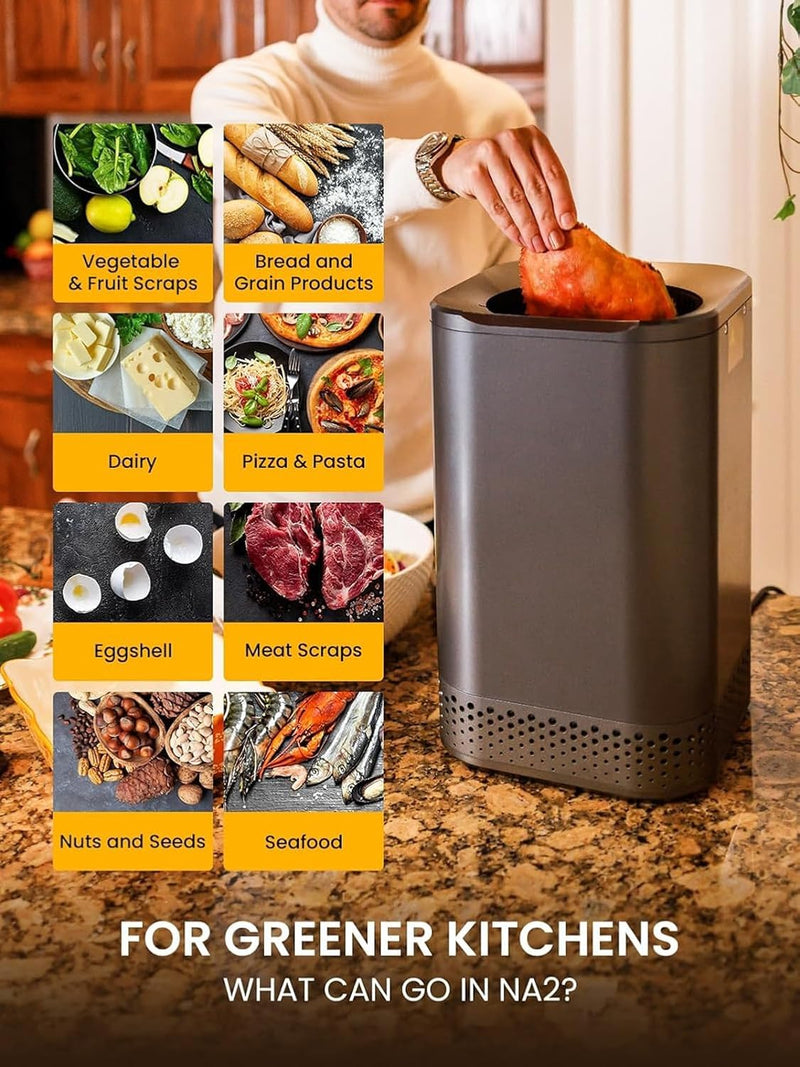 Smart Electric Composter for Kitchen, Counter 2.5L Mill Composter Kitchen Bin, Odorless/Low Noise/Auto-Stop, Disposer Turn Food Waste into Fertilizer